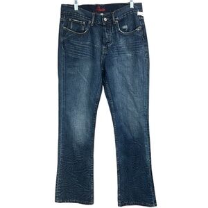 Cult Blue Distressed Button Fly Jeans